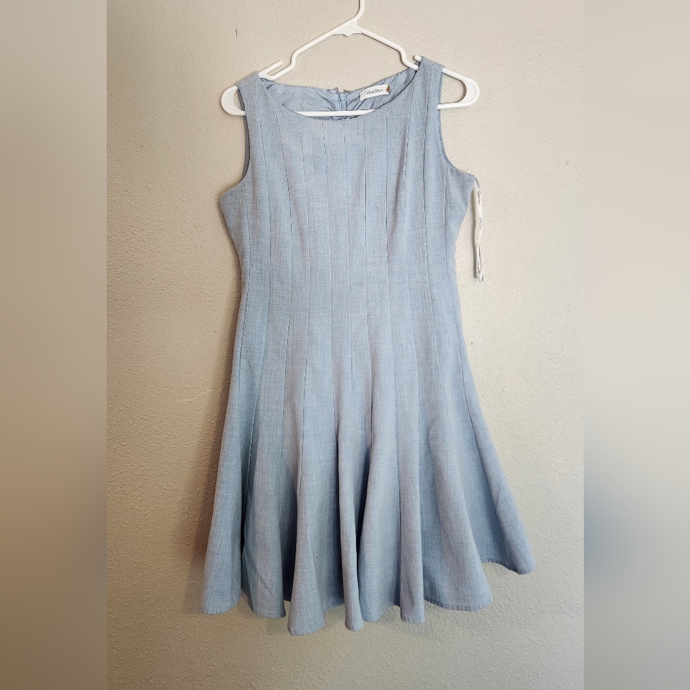 Calvin Klein Light Blue Pleated Dress Size 8P